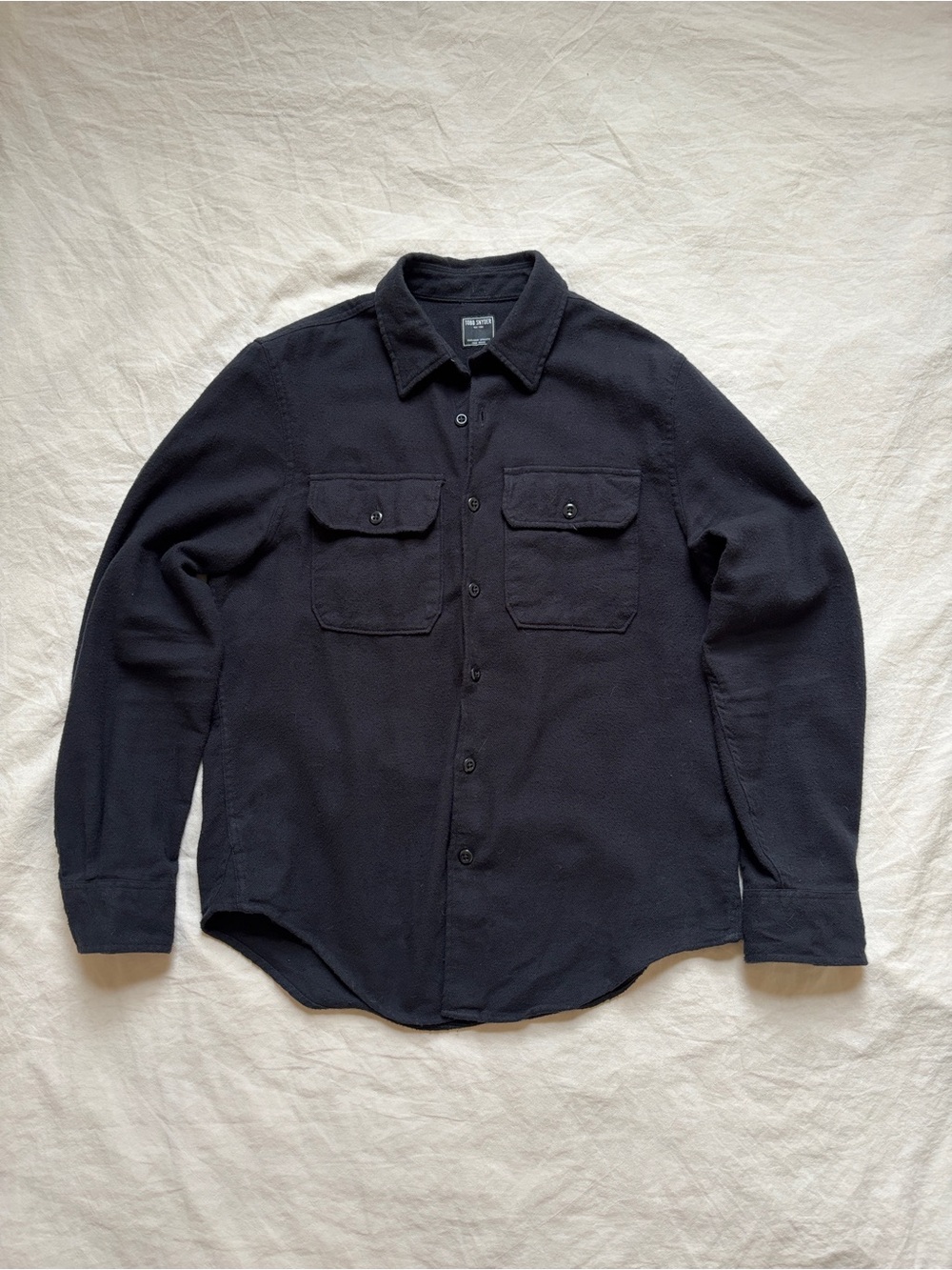 Todd Snyder Black Brushed Cotton Flannel Shirt Size S